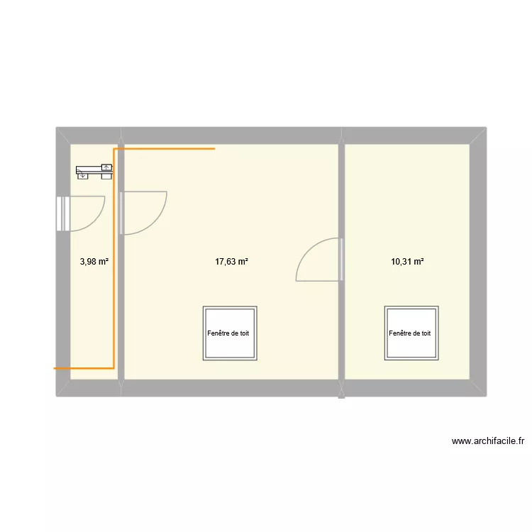 Extension. Plan de 3  et 32 m²
