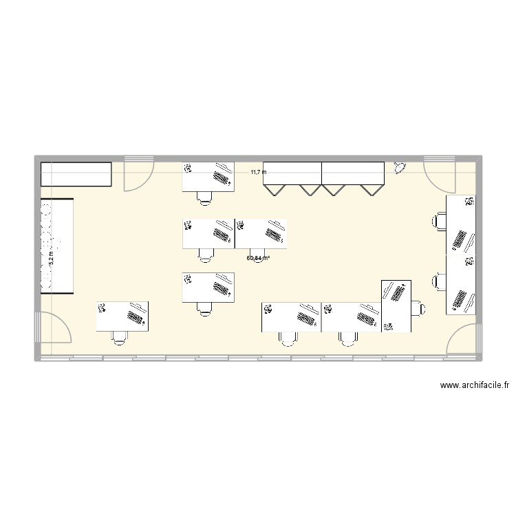 R.C. Plan de 1 pièce et 61 m2