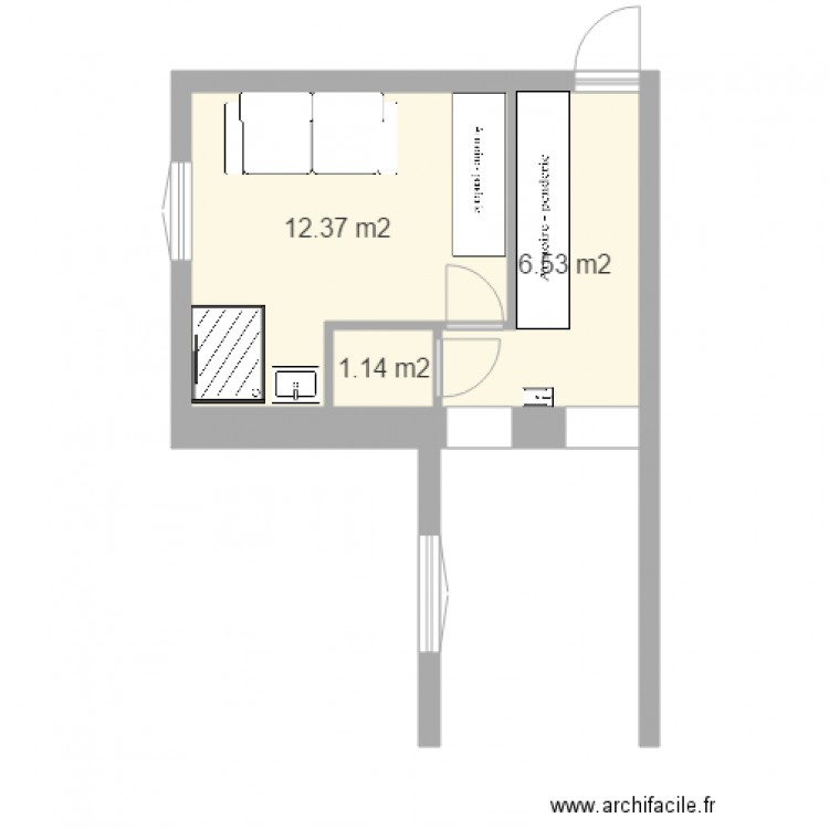 Chambre Ami Bellecour Variante. Plan de 0 pièce et 0 m2