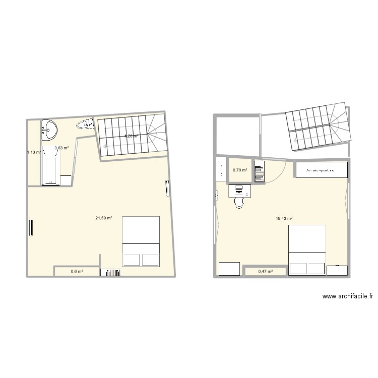 Chambre. Plan de 0 pièce et 0 m2