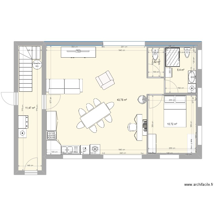 plan bas 10. Plan de 5 pièces et 93 m2