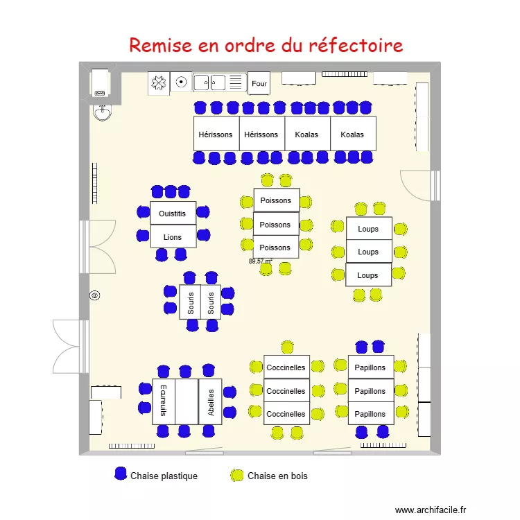 R&eacute;fectoire - Am&eacute;nagement. Plan de 