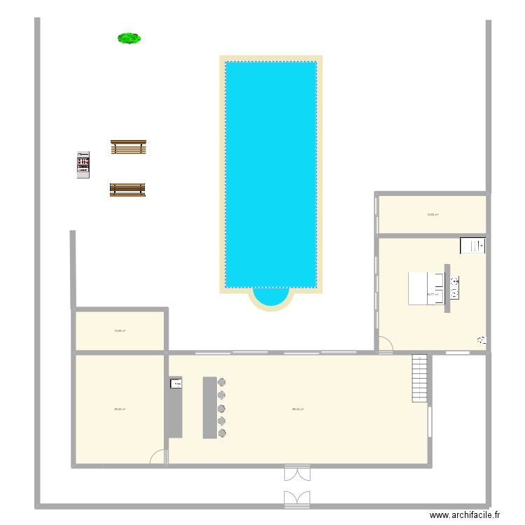 Samui. Plan de 5 pièces et 175 m2