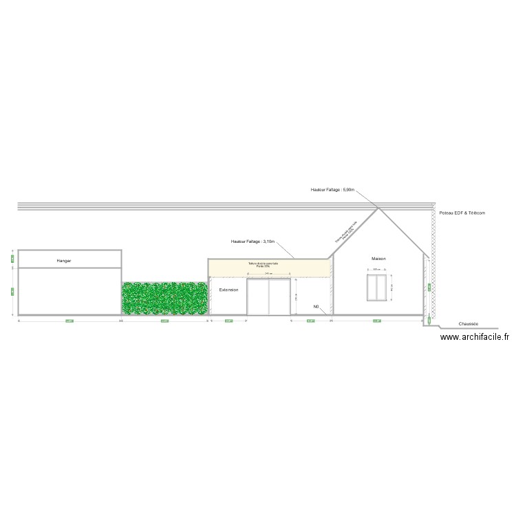 Projet 2 Plan de coupe AA Extension. Plan de 0 pièce et 0 m2