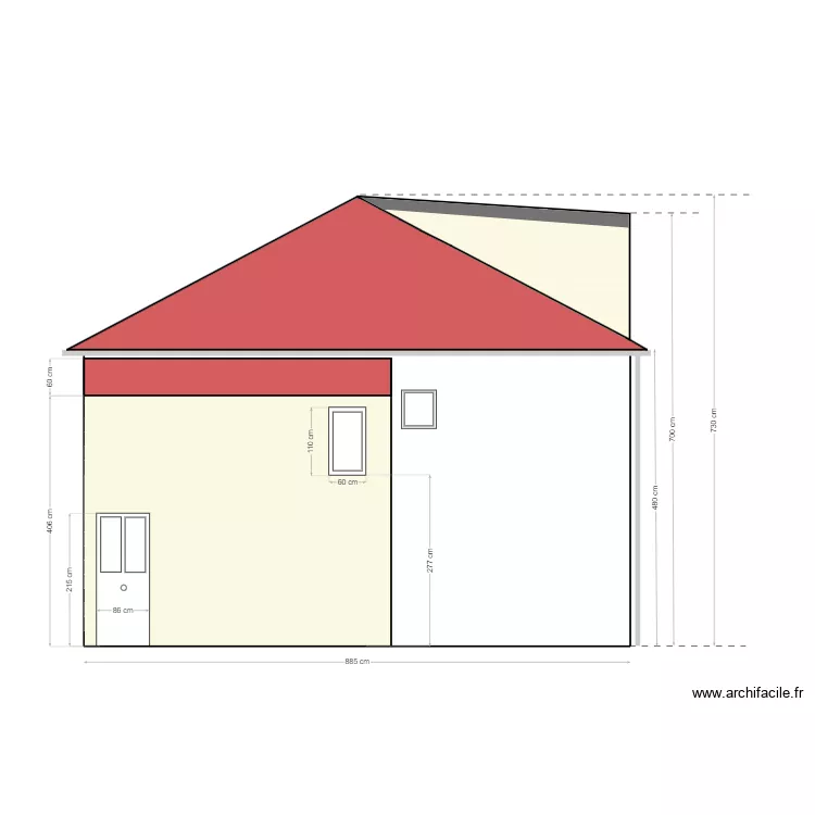 vue n&deg;2 projete avec extension. Plan de 