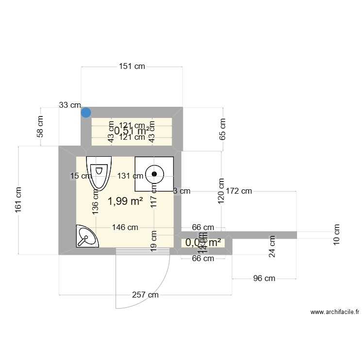 Toilettes. Plan de 0 pièce et 0 m2
