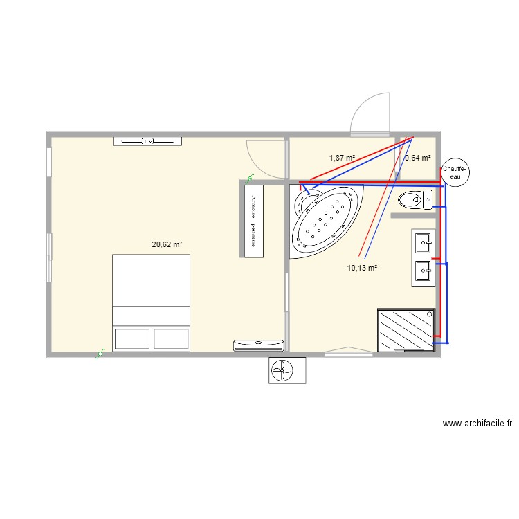 maison. Plan de 4 pièces et 33 m2