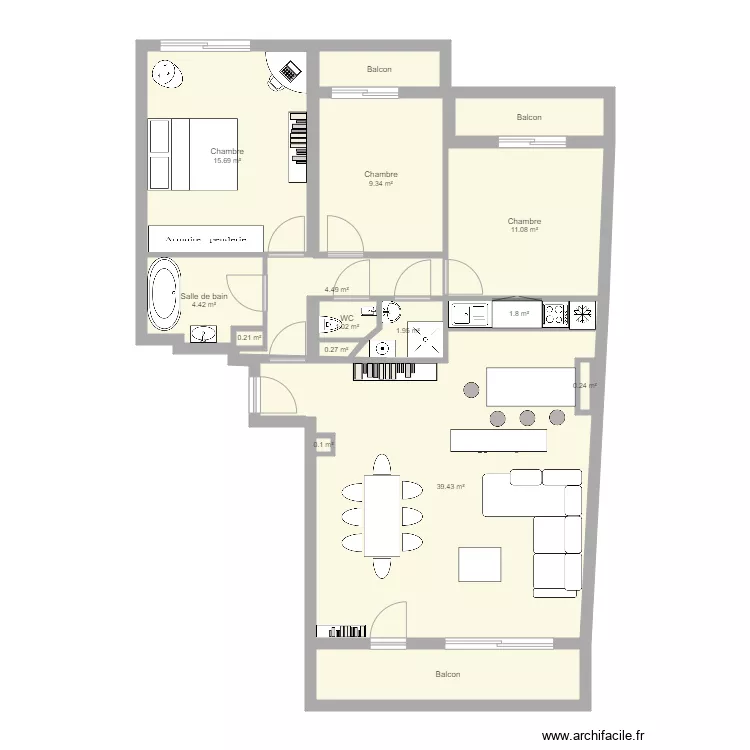 Appart option 1 . Plan de 