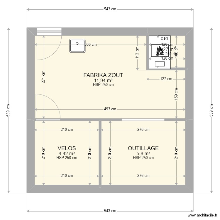 Carin V 2.0 - Côtes/Travaux. Plan de 4 pièces et 23 m2