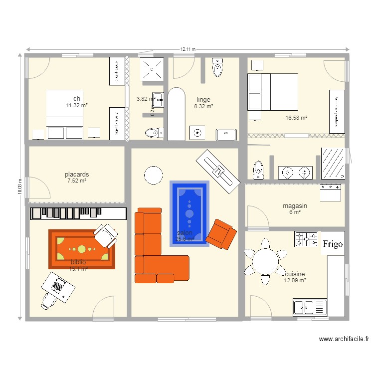 maison 120 m2 classique. Plan de 0 pièce et 0 m2