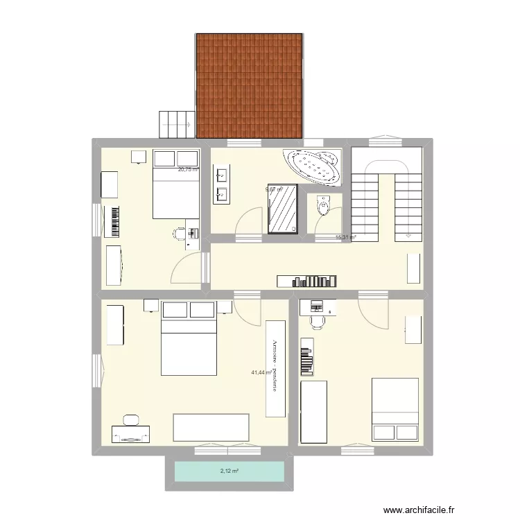 1er Etage nu. Plan de 
