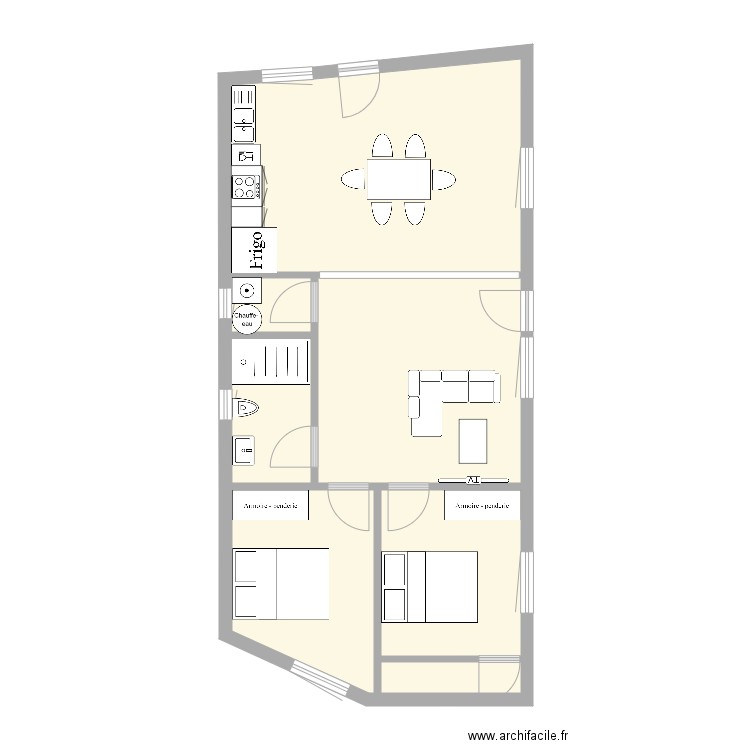 lusier 2. Plan de 5 pièces et 64 m2