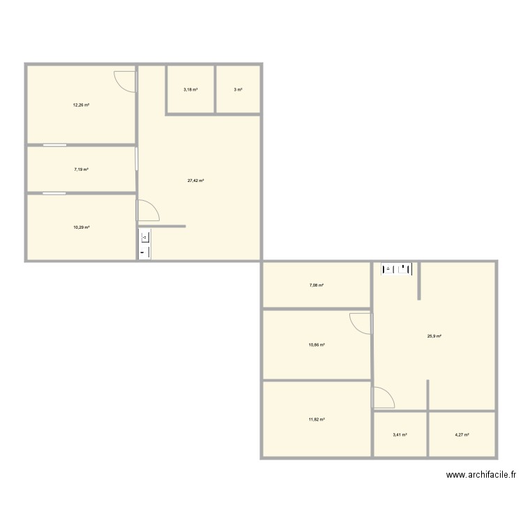 Idée pour 65m2. Plan de 0 pièce et 0 m2