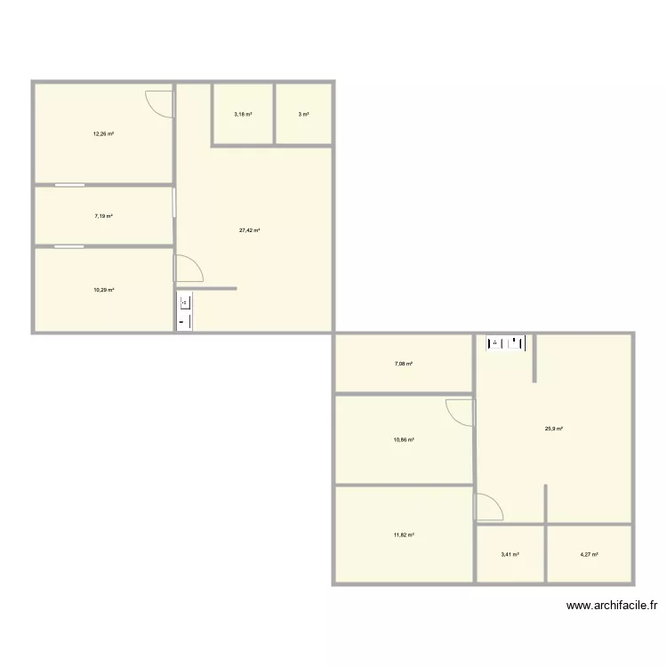 Id&eacute;e pour 65m2. Plan de 