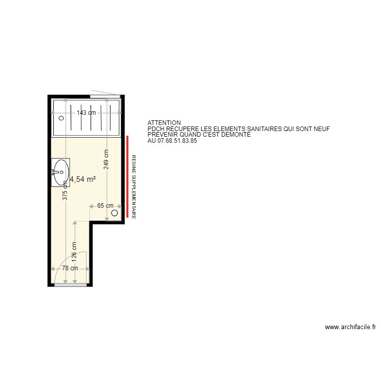 LECLERC FERNAND - Plan 1 pièce 5 m2 dessiné par harmo59000
