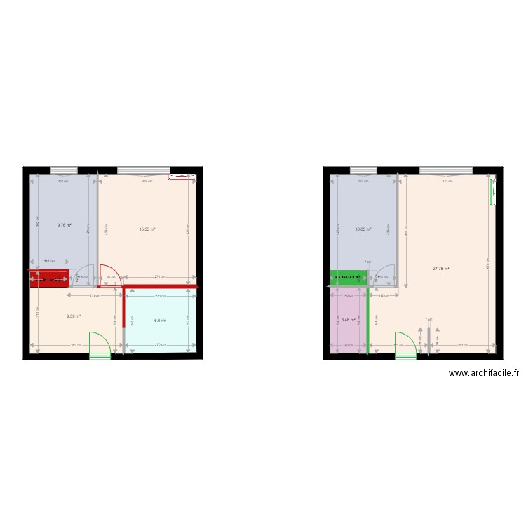 7 alexis avant et après . Plan de 0 pièce et 0 m2