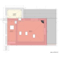 extension plan RC avec toiture et velux et cotation SS