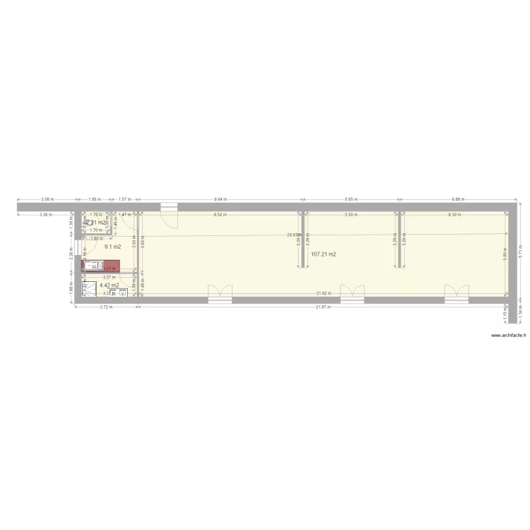 batiment annexe au carr&eacute;. Plan de 