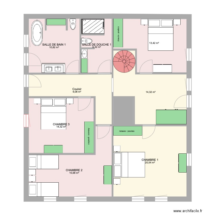 CHALET 2. Plan de 9 pièces et 107 m2