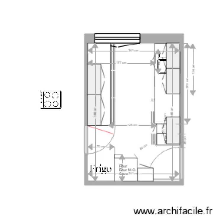 cuisine 4 meubles hauts. Plan de 
