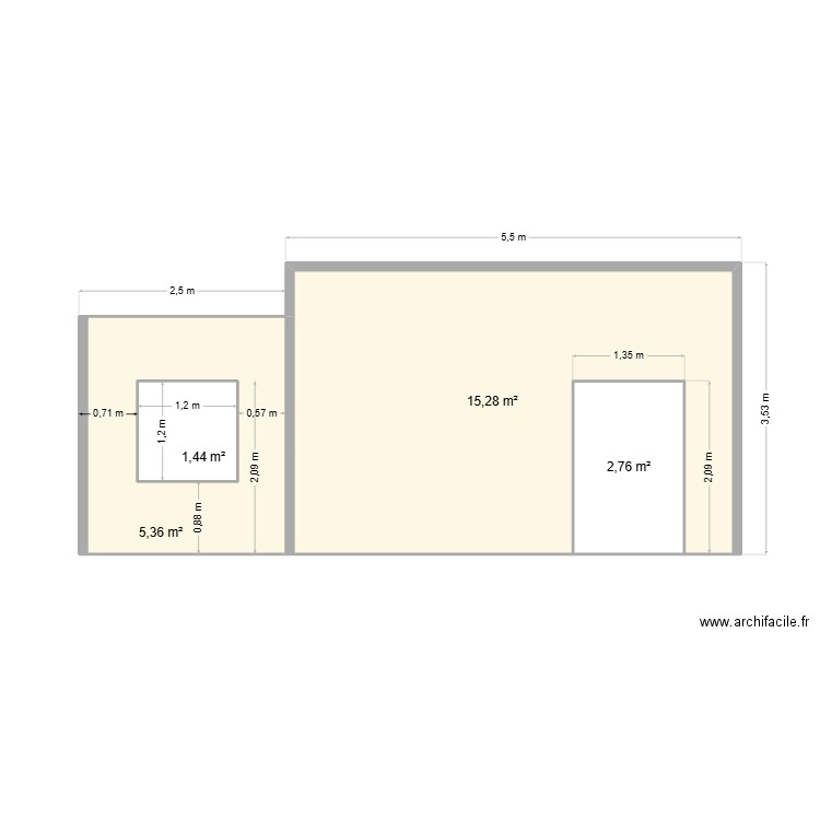 vueSUD. Plan de 4 pièces et 26 m2