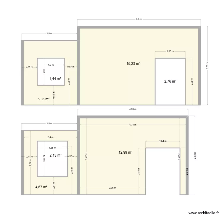 vueSUD. Plan de 7 et 48 m² vueSUD. Plan de 7 et 48 m²