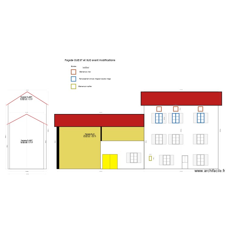 Façade st Geoirs façade ouest et sud origine. Plan de 0 pièce et 0 m2