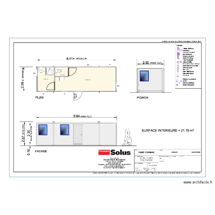 CC PAYS ROCHOIS_VESTIAIRE F. Plan de 3 pièces et 21 m2