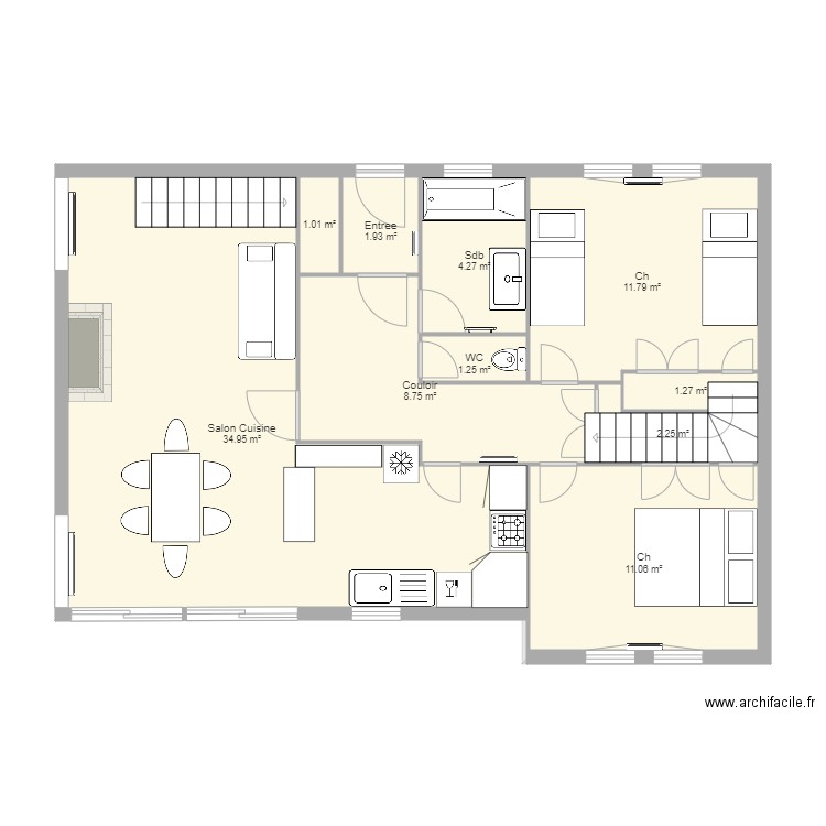 Clusaz Projet3b escalier dans placard. Plan de 0 pièce et 0 m2