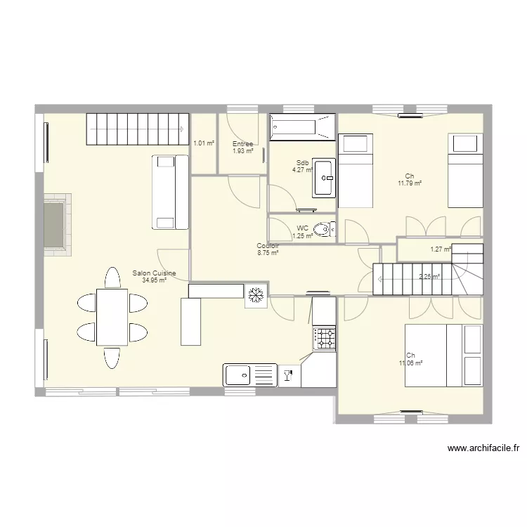 Clusaz Projet3b escalier dans placard. Plan de 