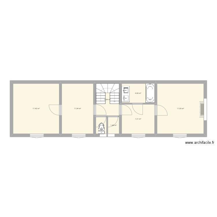 Plan Maison Antoine Etage 1. Plan de 8 pièces et 68 m2