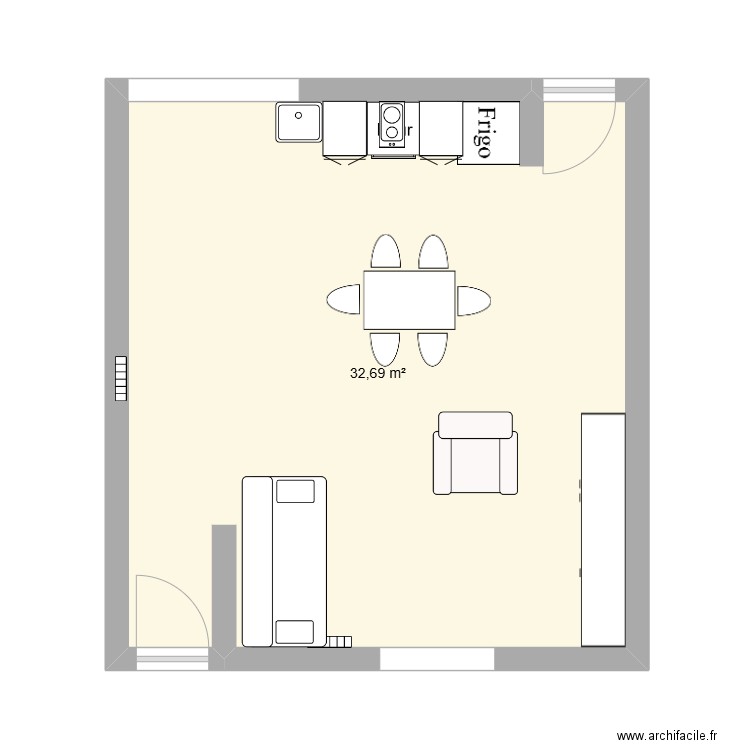 studio v2. Plan de 1 pièce et 33 m2
