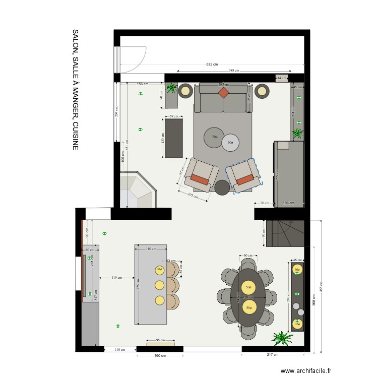 Salon et SAM. Plan de 0 pièce et 0 m2