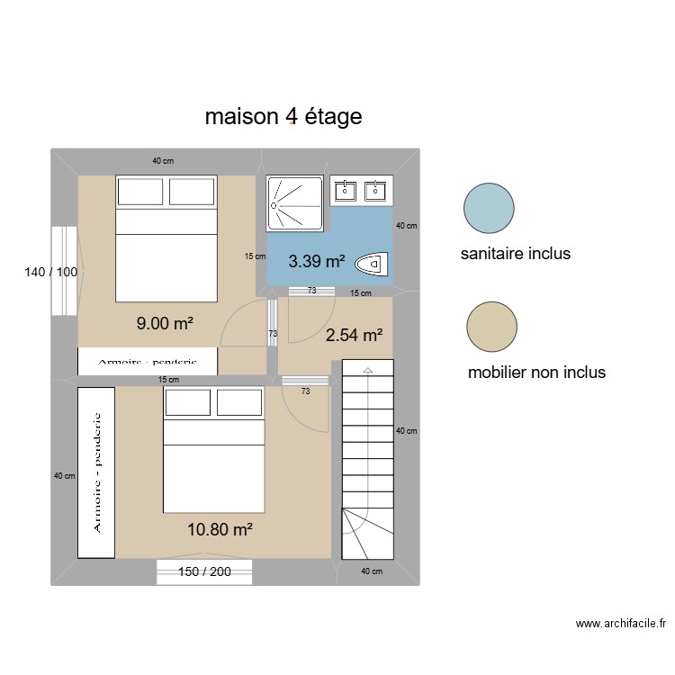 ch 4. Plan de 4 pièces et 28 m2