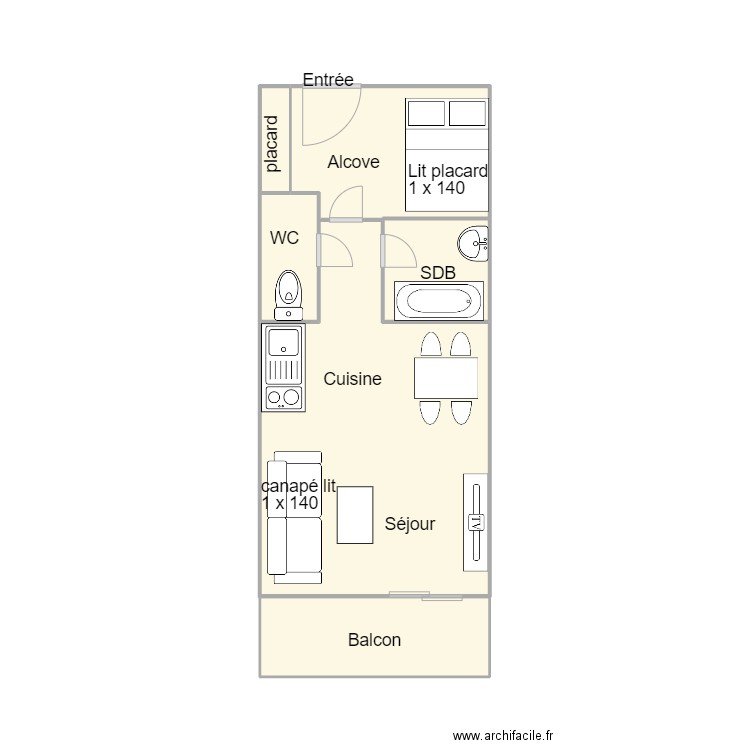 jea108. Plan de 4 pièces et 25 m2