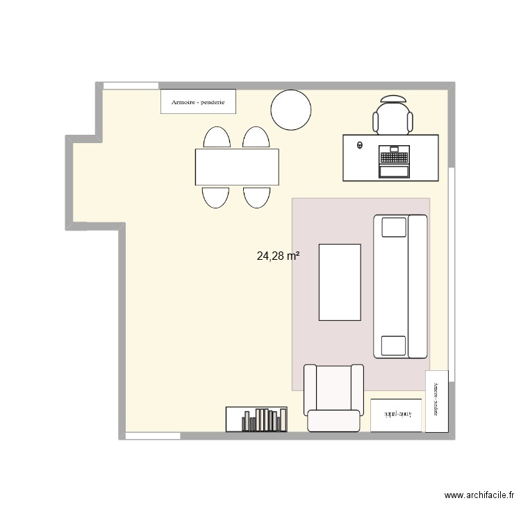 ddf. Plan de 1 pièce et 24 m2