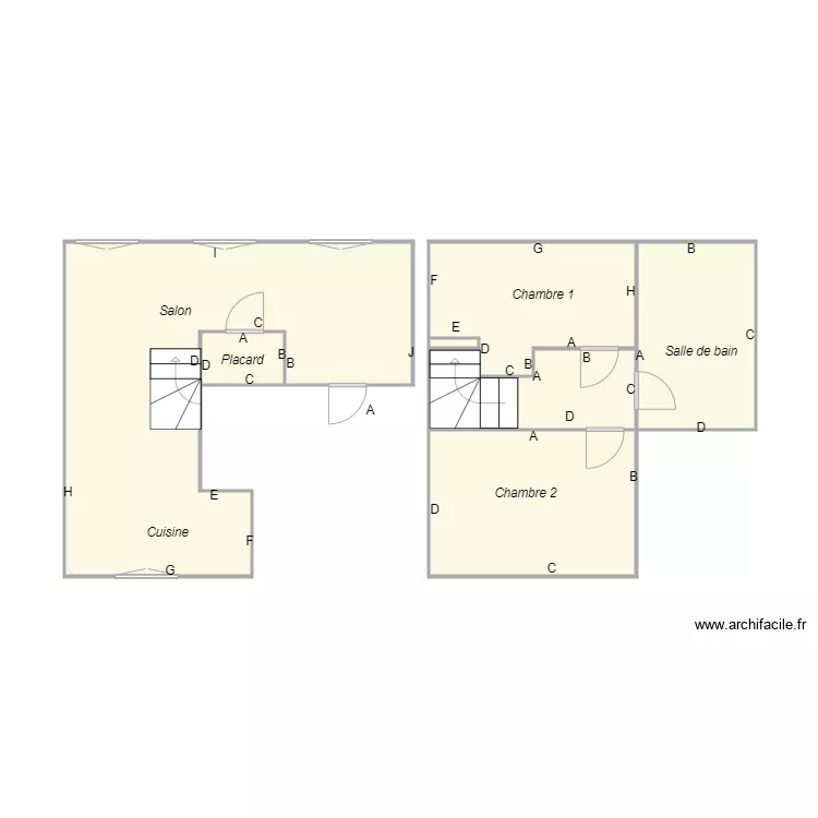 Croquis BEAUDET appt 1er &eacute;tage gauche. Plan de 