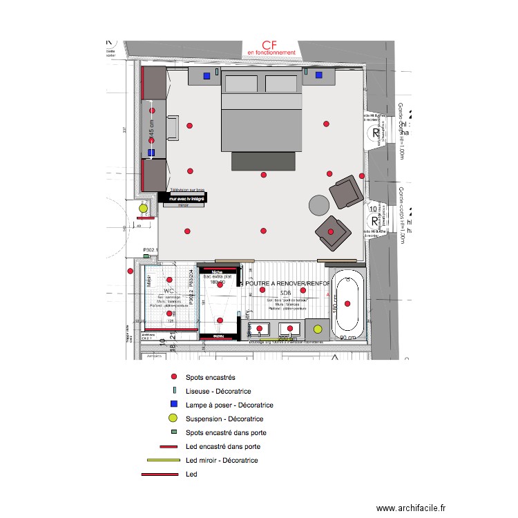 Chambre 2 Plan éclairage. Plan de 0 pièce et 0 m2