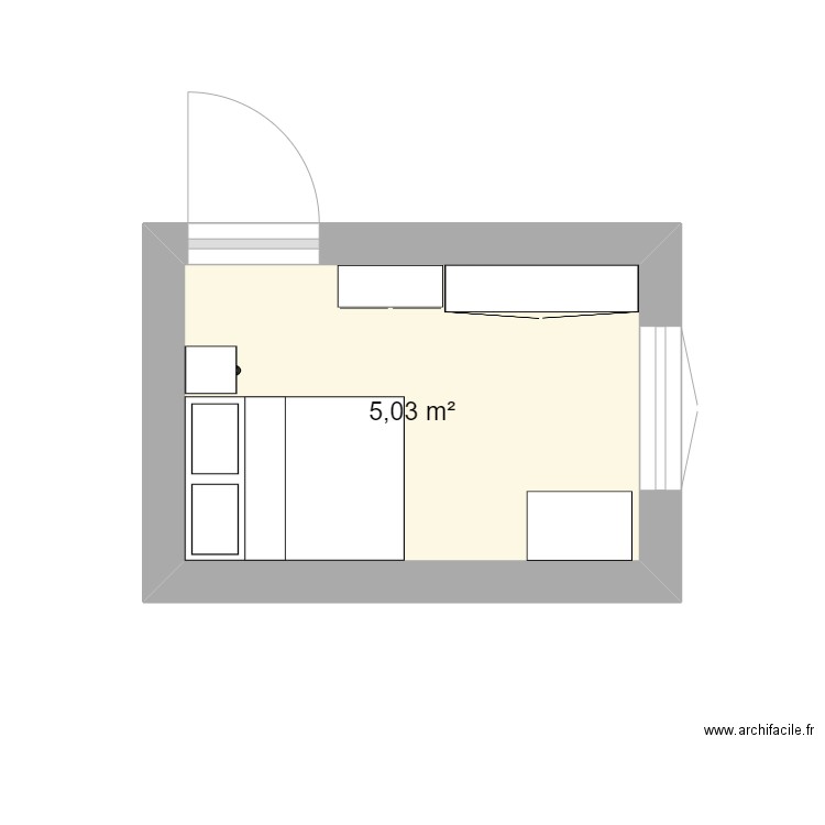 chambre. Plan de 1 pièce et 5 m2