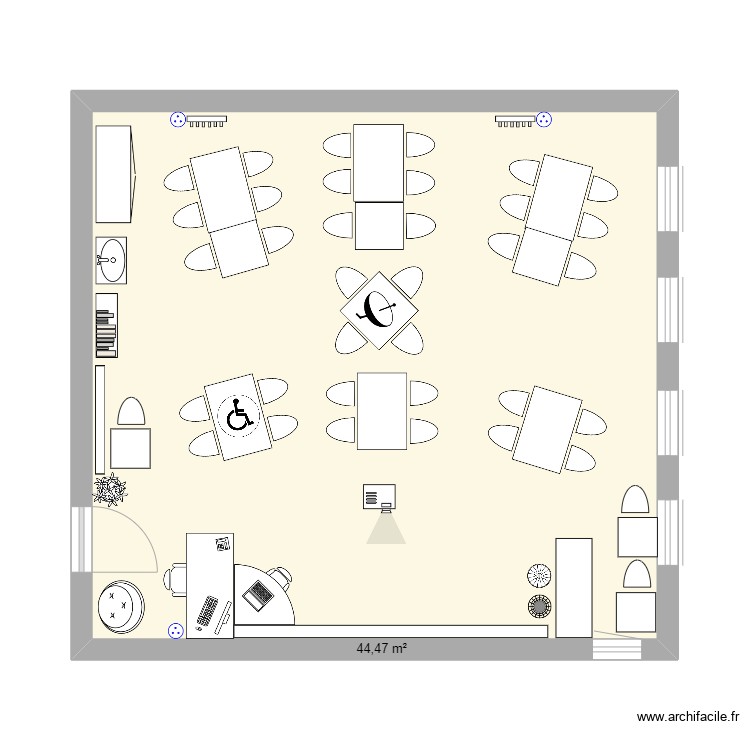 Plan Class E Classe bambou en ilots - Plan 1 pièce 44 m2 dessiné par nicosimachat