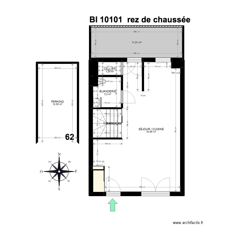 BI 10101. Plan de 23 pièces et 126 m2