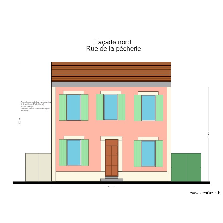 Façade nord. Plan de 0 pièce et 0 m2