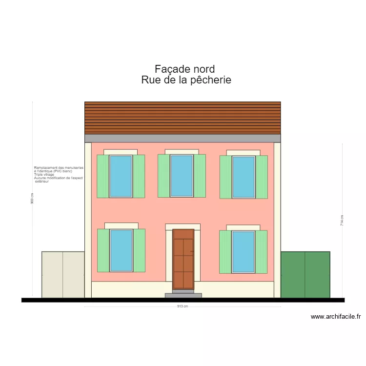 Fa&ccedil;ade nord. Plan de 