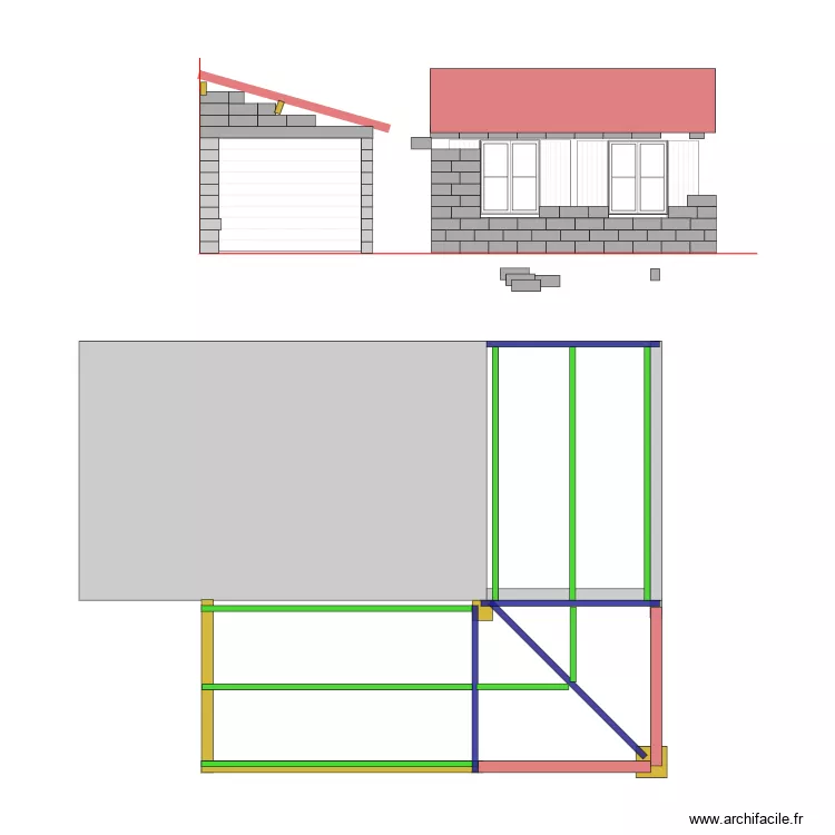 Facade garage . Plan de 