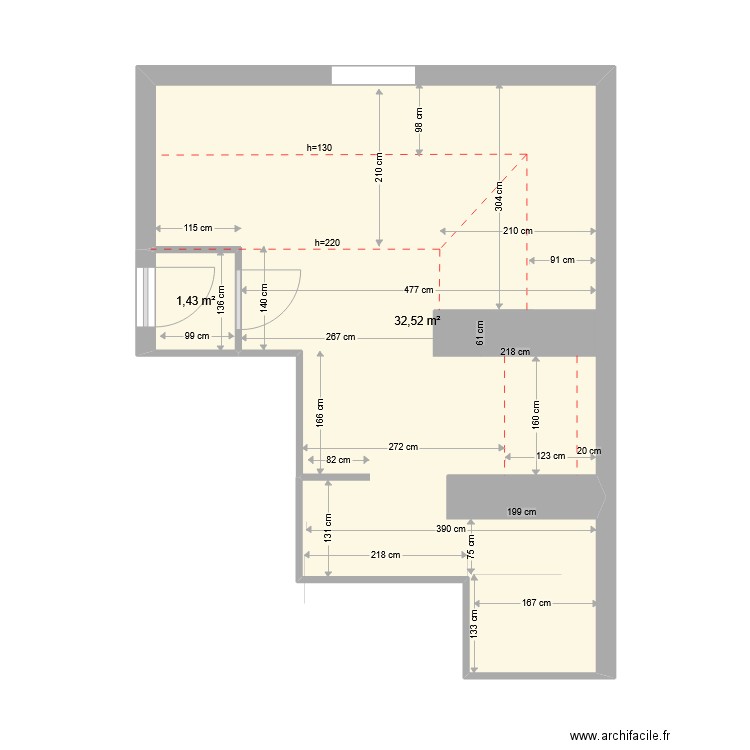 16 quai Malakoff. Plan de 2 pièces et 34 m2