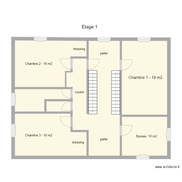 etage 1 ok Fournier. Plan de 7 pièces et 96 m2