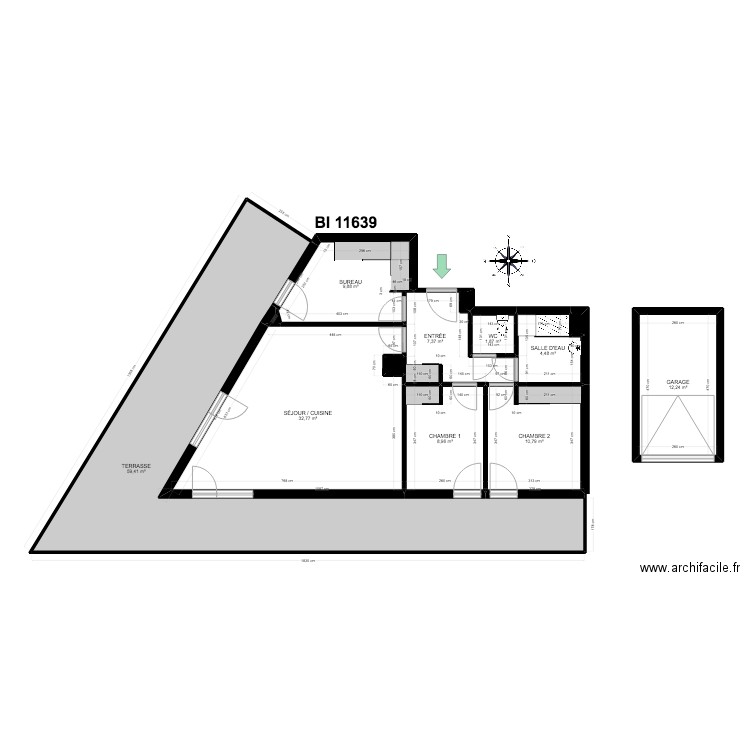 BI 11639. Plan de 13 pièces et 148 m2