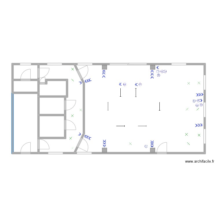 Bureau Eclairage. Plan de 8 pièces et 103 m2