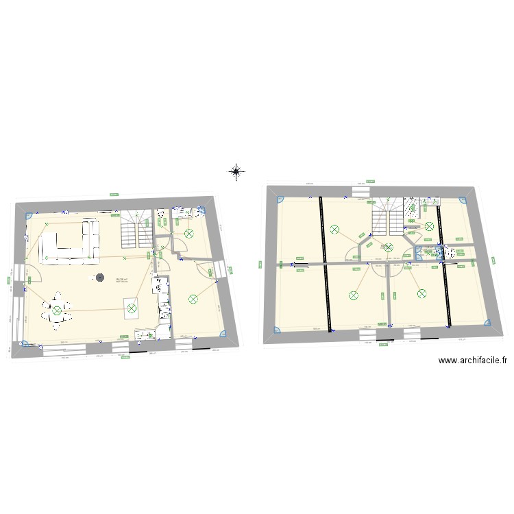 MAISON. Plan de 3 pièces et 175 m2