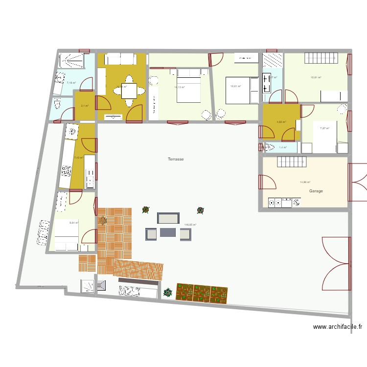 maison vacances. Plan de 15 pièces et 252 m2